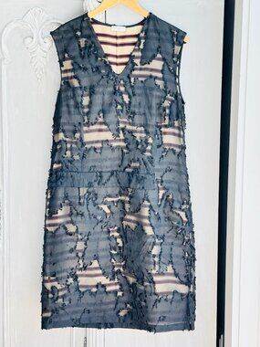 Dries Van Noten SS06 Archive Devoré Cotton Voile Dress EU 40 Rare Layered Runway